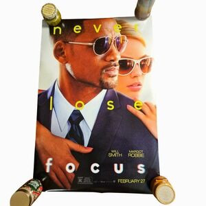 Focus 2015 Original Double Sided Movie Poster 27x40 Will Smith‎ Margot Robbie